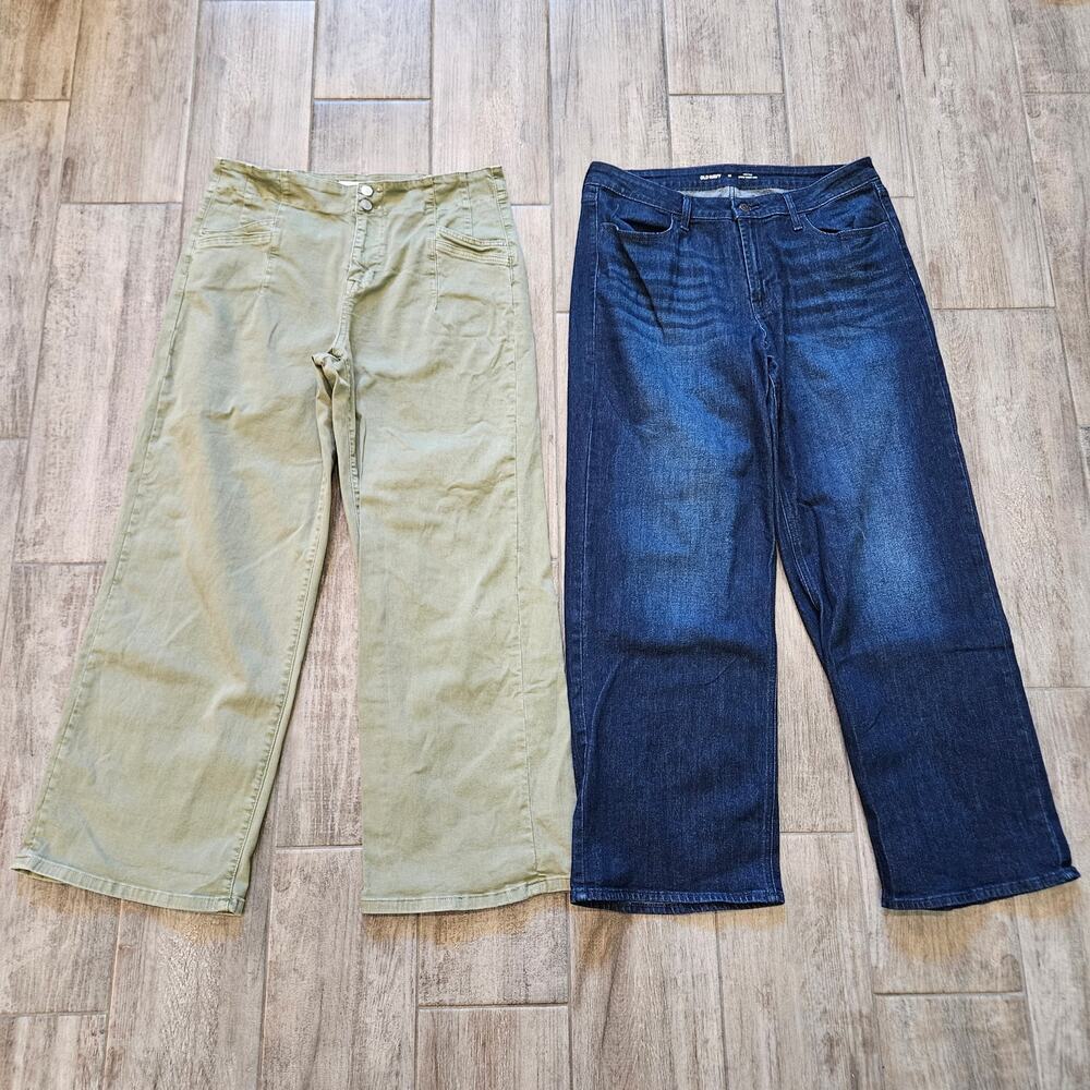 Mica Old Navy Womens Wide Leg Jeans Size 14‎ Lot of 2 High Rise Denim Casual